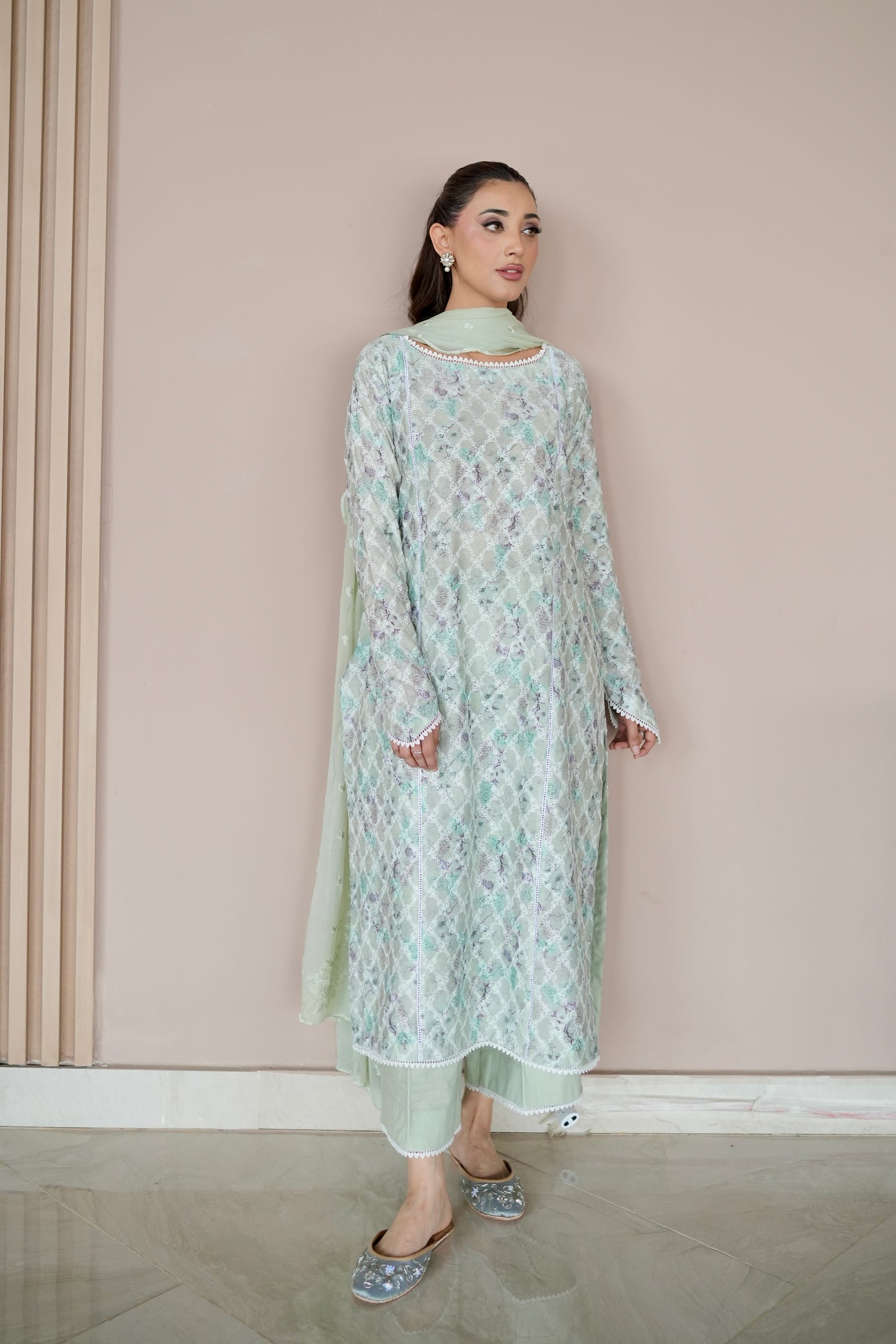 SAGE BREEZE EMBROIDERED 3 PCS LAWN SET (S-12205)