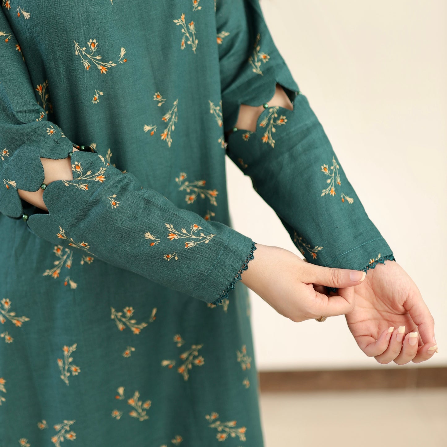 DARK GREEN CO-ORD 2 PCS READY TO WEAR SET SUMMER PRET 2024 (S-24003)
