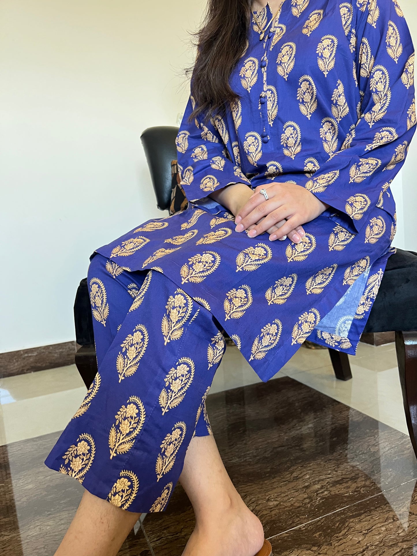 ROYAL BLUE CO-ORD 2 PCS READY TO WEAR SET SUMMER PRET 2024 (S-24004)