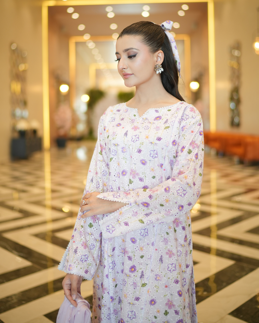 Summer Collection Purple Lawn Embroidered Dress for Women in Pakistan 