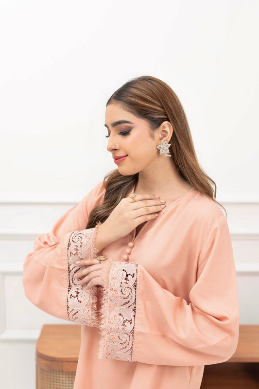 Premium Pink Karandi Stitched Dress | Meryl Wear