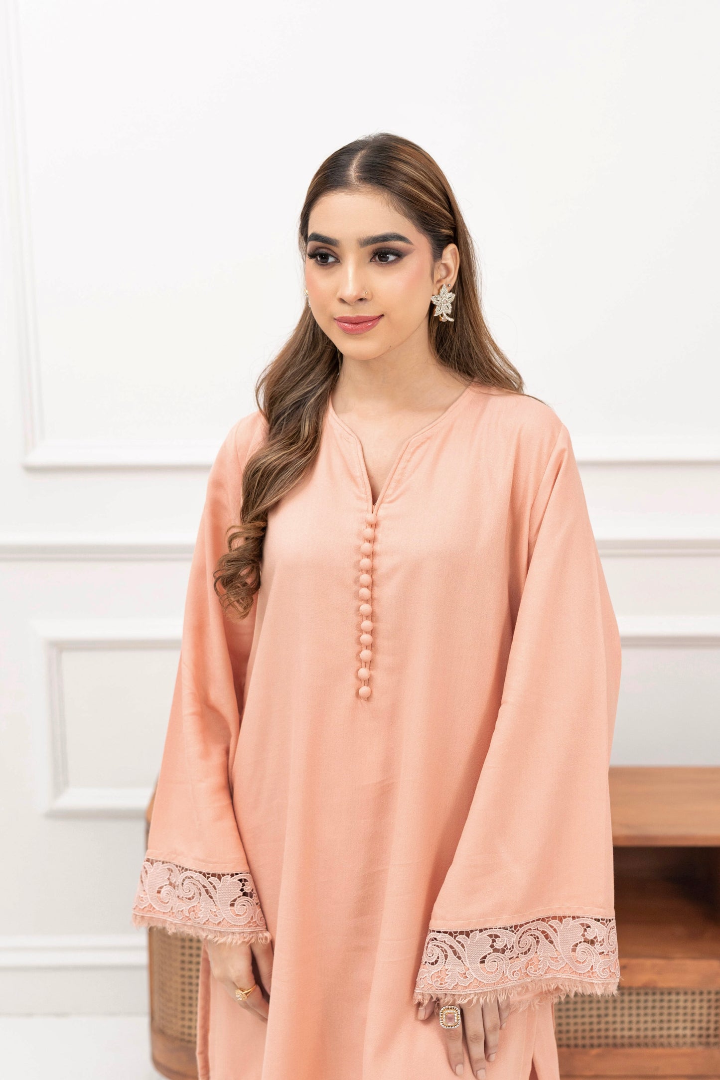 POWDER PINK KARANDI 2 PCS READY TO WEAR SET (W-1004)