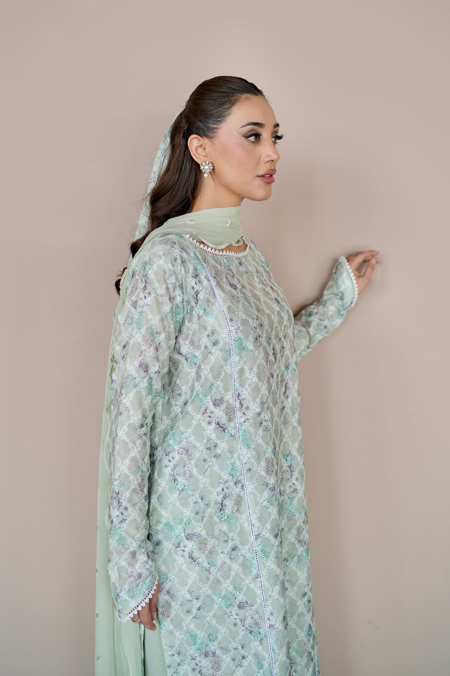 SAGE BREEZE EMBROIDERED 3 PCS LAWN SET (S-12205)