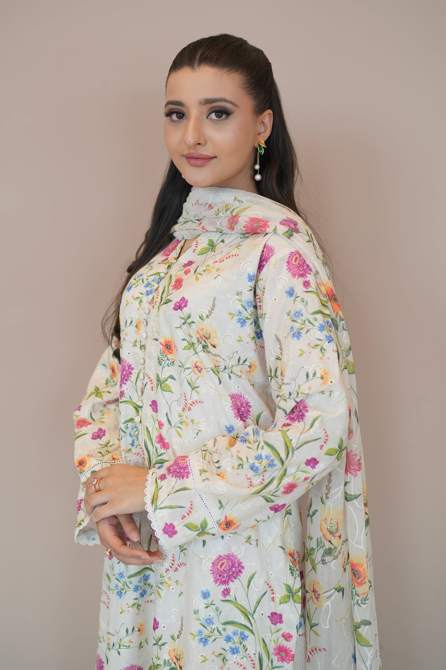 FLORAL HAZE EMBROIDERED 3 PCS LAWN SET (S-12255)