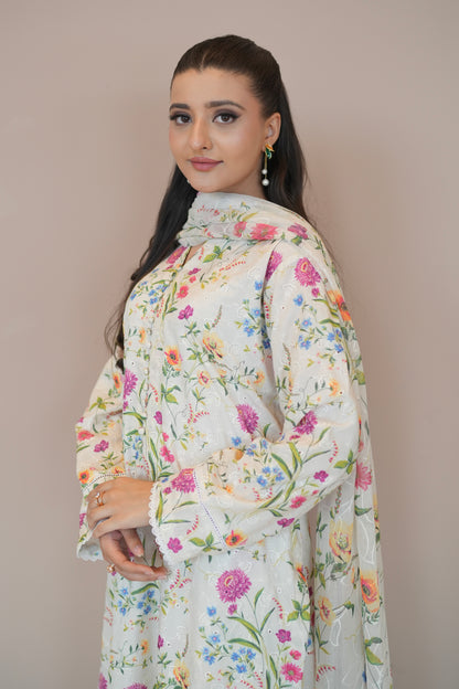 Floral haze lawn dress close up embroidery detail – Meryl Wear