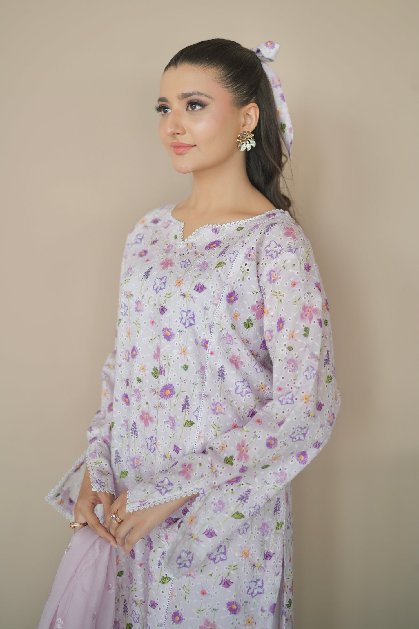 PURPLE HUSH EMBROIDERED 3 PCS LAWN SET (S-12245)