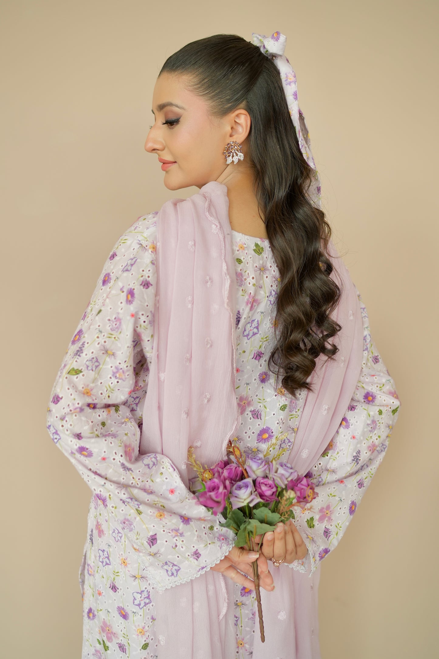PURPLE HUSH EMBROIDERED 3 PCS LAWN SET (S-12245)