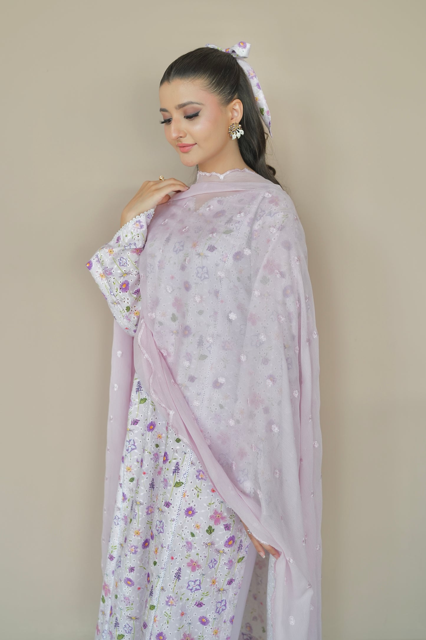 PURPLE HUSH EMBROIDERED 3 PCS LAWN SET (S-12245)