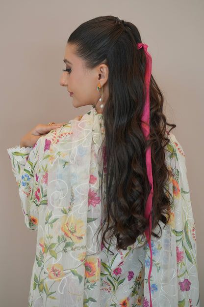 Floral haze lawn suit full outfit back view – Meryl Wear