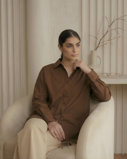 Brown Button Down Shirt for Women