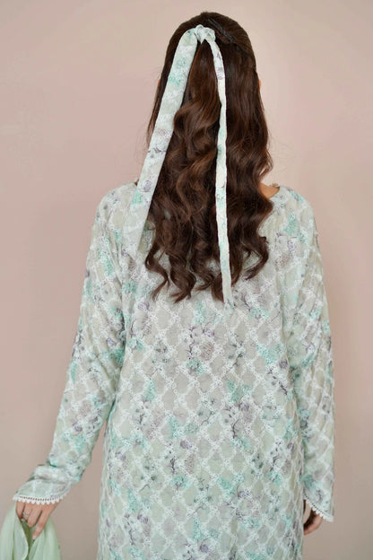 SAGE BREEZE EMBROIDERED 3 PIECES LAWN SET back - Meryl Wear