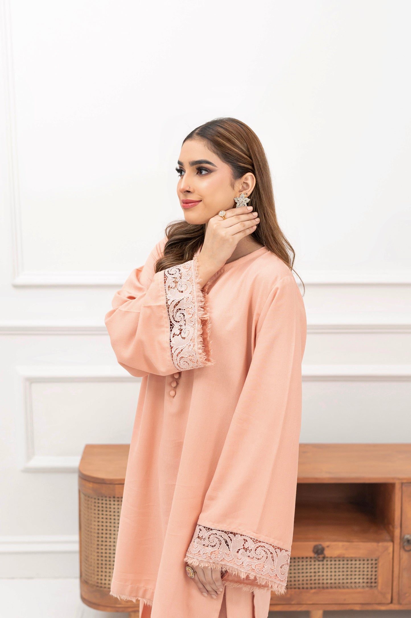 POWDER PINK KARANDI 2 PCS READY TO WEAR SET (W-1004)