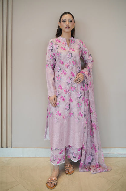 Women's pink embroidered lawn suit Pakistan – Meryl Wear