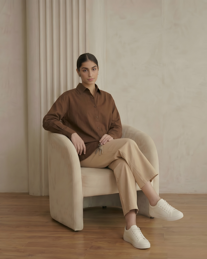 Brown Button Down Shirt for Women